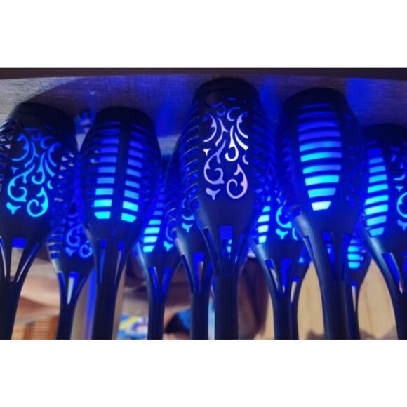 12 Pack Solar Lights Outdoor, Blue Solar Torch Light with Flickering Flame - Picture 3 of 3